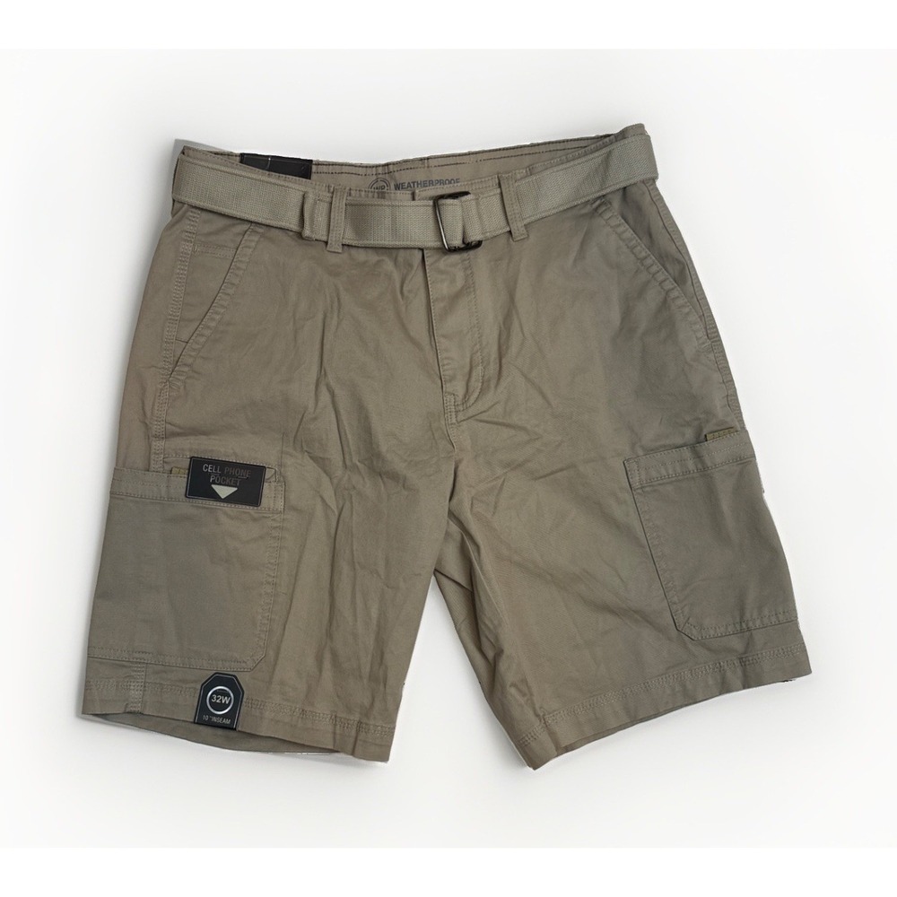 Weatherproof Outdoor Multifunction Cargo Shorts 10" Inseam Khaki Men's 32W